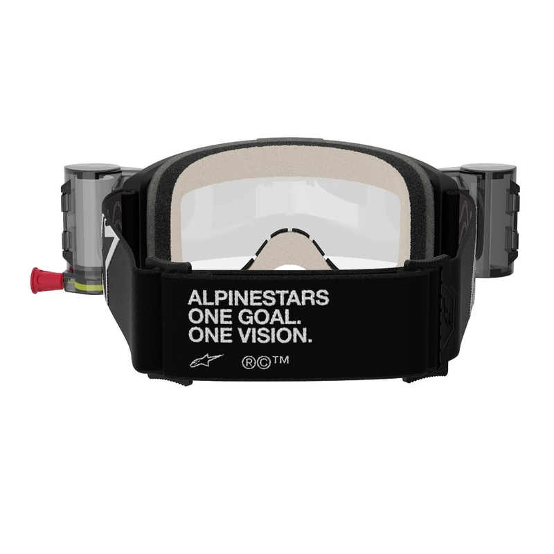 Ochelari de protecție pentru motocross Alpinestars Vision 5 Corp ROLL-OFF Wide Vision negri cu lentilă transparentă