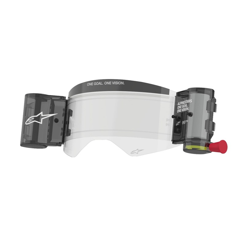 Kit de înlocuire Roll-Off Wide Vision Alpinestars pentru ochelari Supertech din plexiglas transparent cu știfturi de tragere în mica