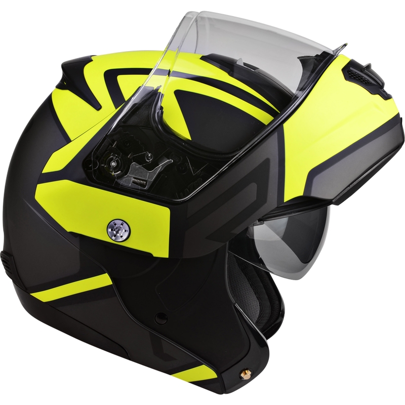 Cască de motocicletă pliabilă Lazer Lugano Z-Generation negru-galben-fluo