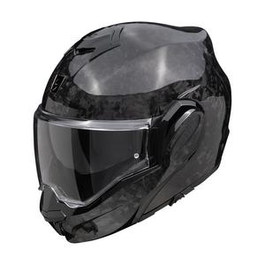 Cască de motocicletă rabatabilă Scorpion EXO-TECH EVO ONYX CARBON Negru solid