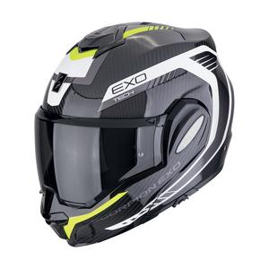 Cască de motocicletă rabatabilă Scorpion EXO-TECH EVO CARBON COSY negru-galben fluo