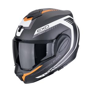 Cască de motocicletă rabatabilă Scorpion EXO-TECH EVO CARBON COSY, negru-portocaliu mat