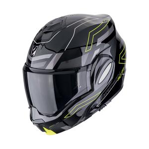 Cască de motocicletă rabatabilă Scorpion EXO-TECH EVO CONQUER negru-galben fluo