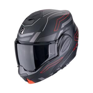 Cască de motocicletă rabatabilă Scorpion EXO-TECH EVO CONQUER negru-rosu mat