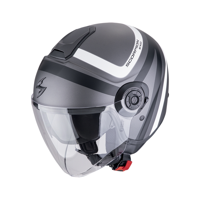 Casca deschisa Scorpion EXO-CITY II RIVA argintiu mat-negru-alb lichidare