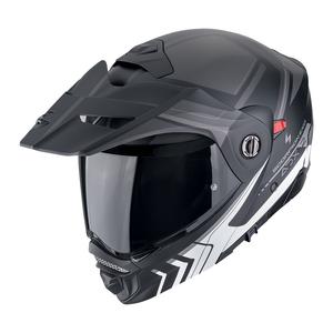 Cască de motocicletă rabatabilă Scorpion ADX-2 LEWIS negru-argintiu mat