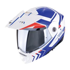 Cască de motocicletă rabatabilă Scorpion ADX-2 LEWIS alb-albastru-roșu