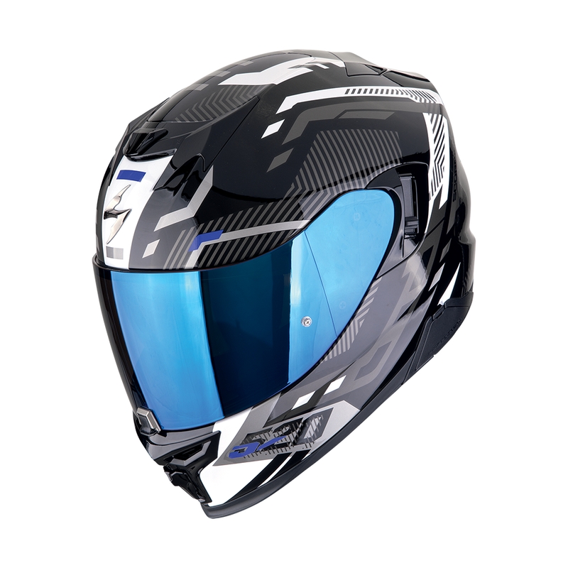 Casca moto integrala Scorpion EXO-520 EVO AIR RANKA negru-alb-albastru lichidare