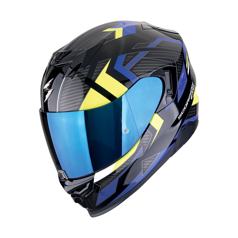 Casca moto integrala Scorpion EXO-520 EVO AIR SENSUS negru-albastru-galben fluo lichidare