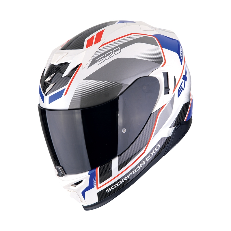 Casca moto integrala Scorpion EXO-520 EVO AIR LENA pearl alb-albastru lichidare
