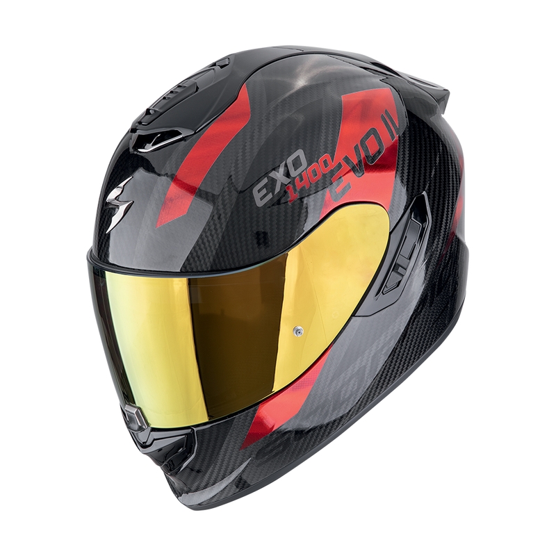 Casca moto integrala Scorpion EXO-1400 EVO II CARBON AIR PLATTED negru-rosu lichidare