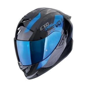 Casca moto integrala Scorpion EXO-1400 EVO II CARBON AIR PLATTED negru-albastru