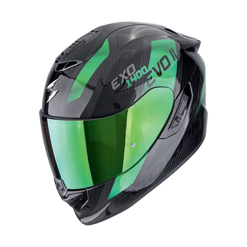 Casca moto integrala Scorpion EXO-1400 EVO II CARBON AIR PLATTED negru-verde lichidare