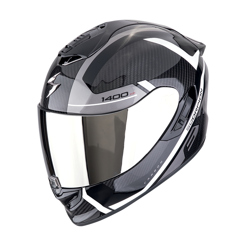 Casca moto integrala Scorpion EXO-1400 EVO II CARBON AIR ENKO negru-argintiu-alb lichidare