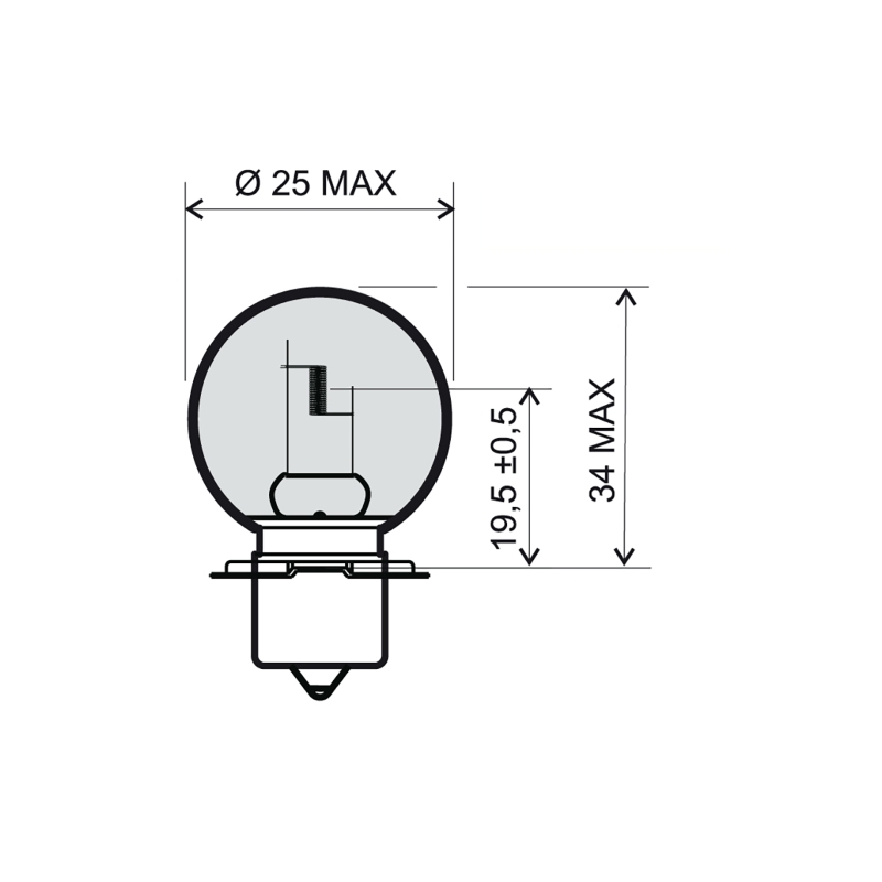 Lamp RMS 12V 20W, P26S Alb