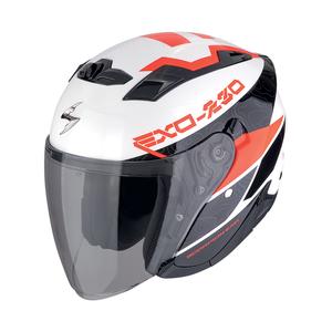 Casca moto deschisa SCORPION EXO-230 BAND alb-negru-rosu