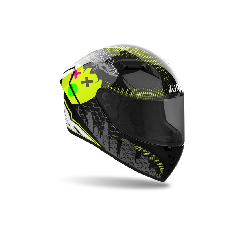 Casca moto integrala Airoh CONNOR Gamer negru-gri-galben fluo