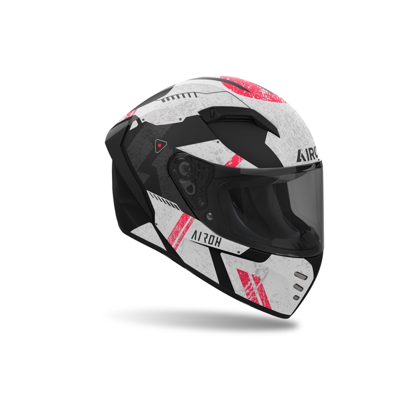 Casca moto integrata Airoh CONNOR Omega alb-rosu mat