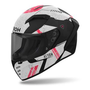 Casca moto integrata Airoh CONNOR Omega alb-rosu mat