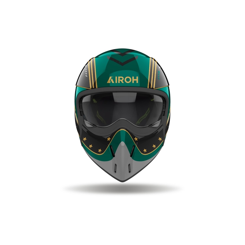 Casca moto modulara Airoh J110 Command verde stralucitor