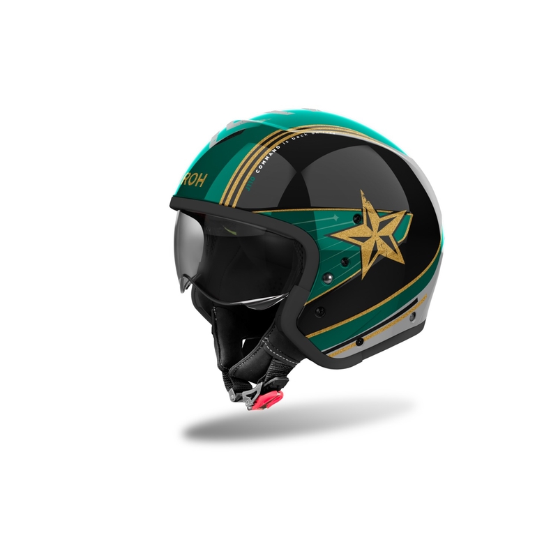 Casca moto modulara Airoh J110 Command verde stralucitor