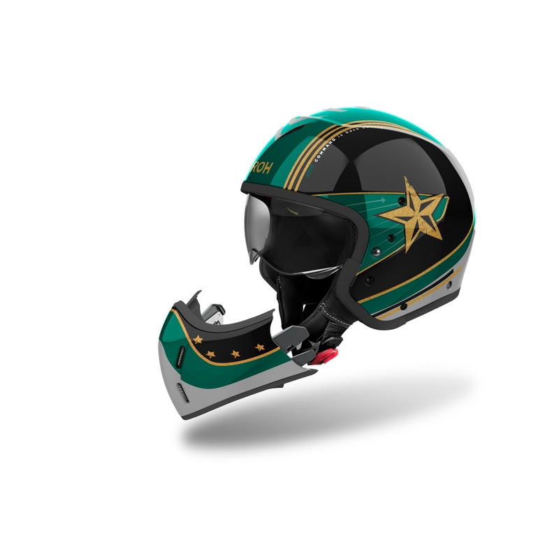 Casca moto modulara Airoh J110 Command verde stralucitor