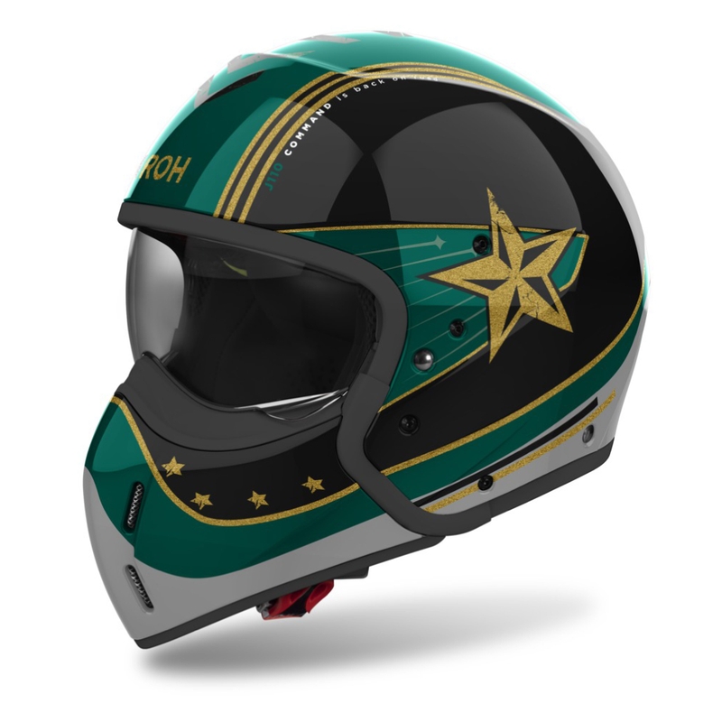 Casca moto modulara Airoh J110 Command verde stralucitor