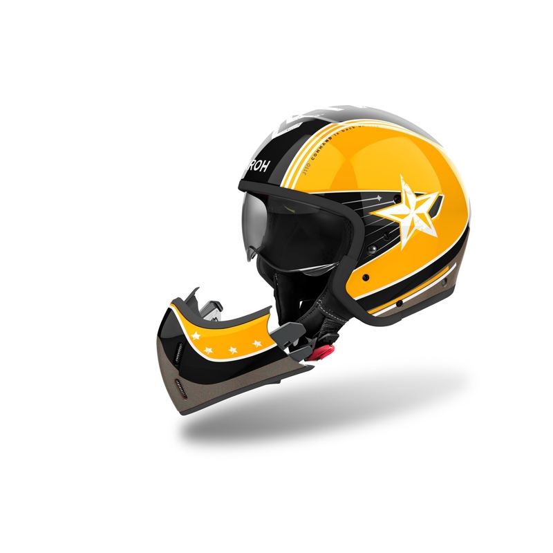 Casca moto modulara Airoh J110 Command galben lucios