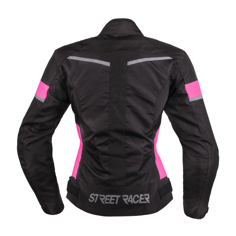 Geacă moto pentru femei Street Racer Betty negru-alb-roz lichidare