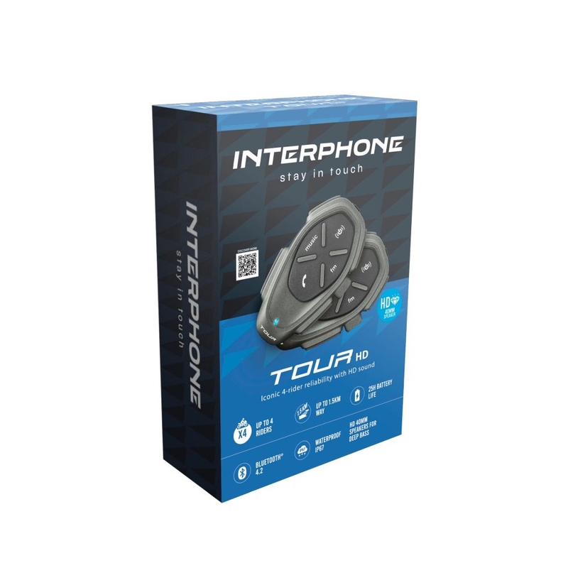 Interfon Bluetooth handsfree CellularLine TOUR HD Pachet dublu 2 buc