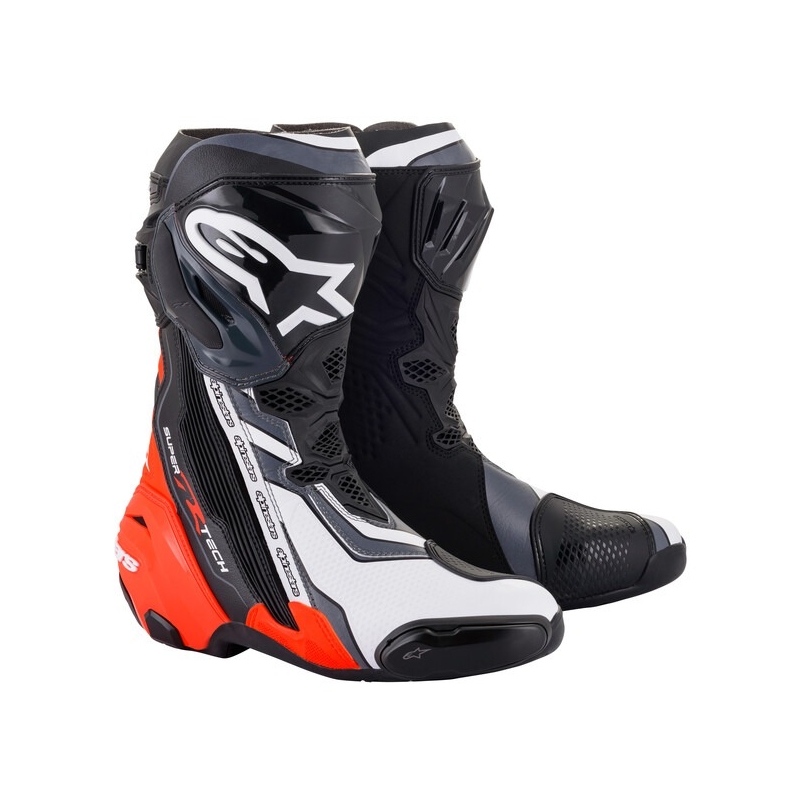 Ghete moto Alpinestars Supertech R negru-rosu fluo-alb-gri