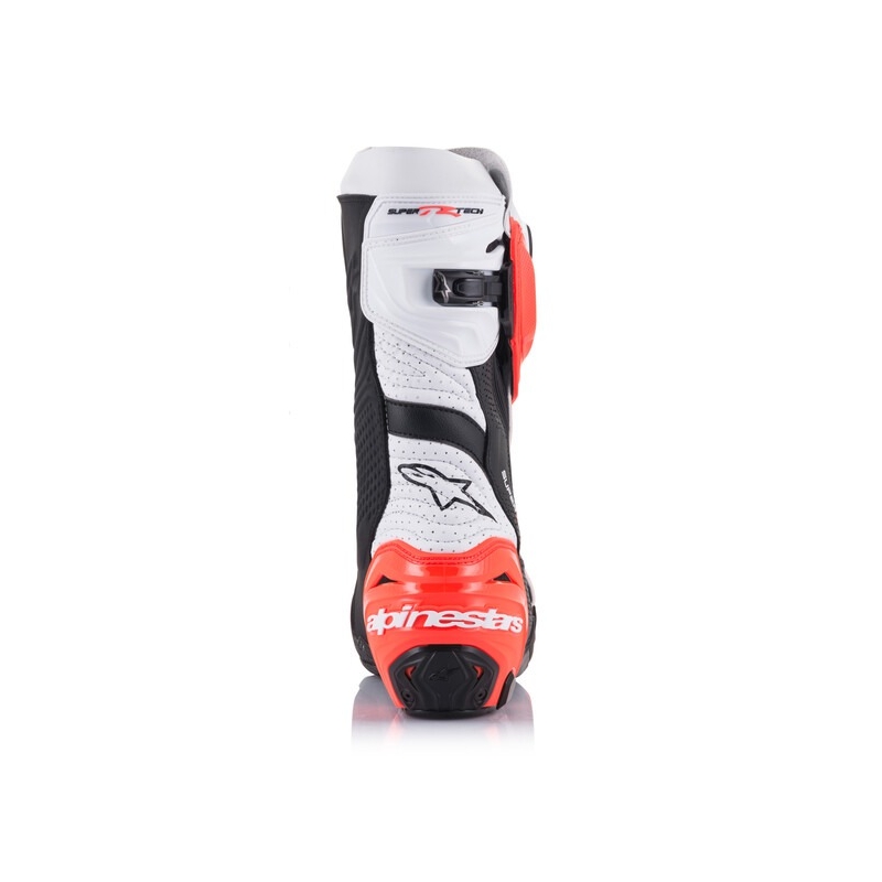 Ghete moto Alpinestars Supertech R Vented negru-alb-rosu fluo