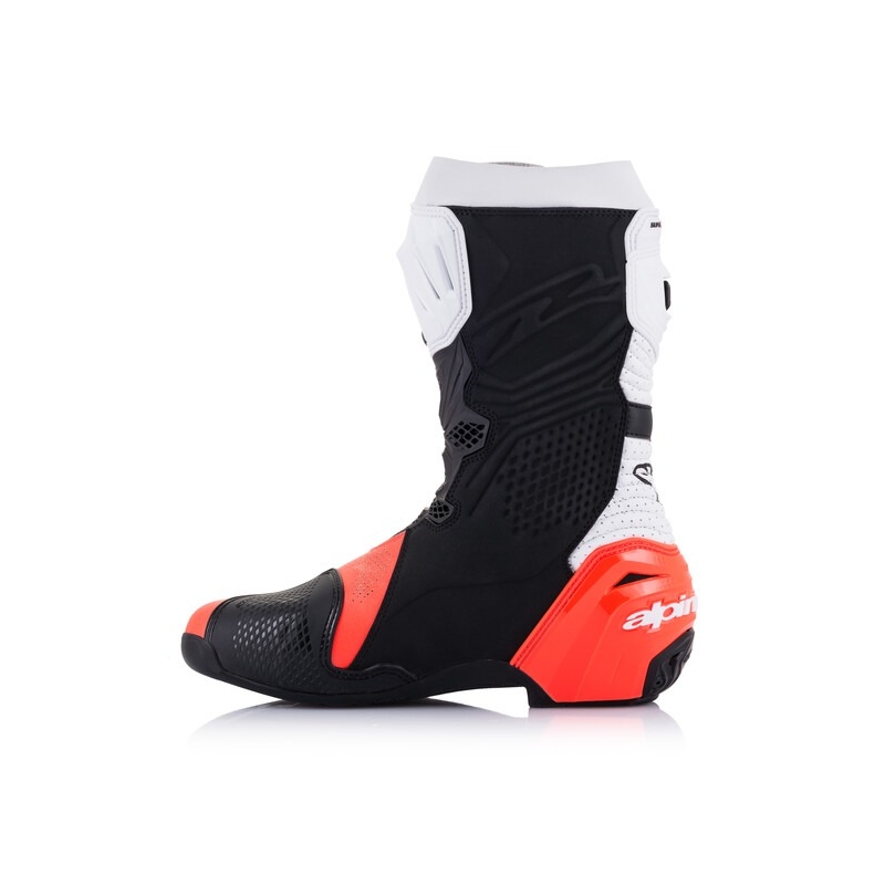 Ghete moto Alpinestars Supertech R Vented negru-alb-rosu fluo
