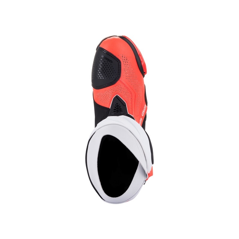 Ghete moto Alpinestars Supertech R Vented negru-alb-rosu fluo