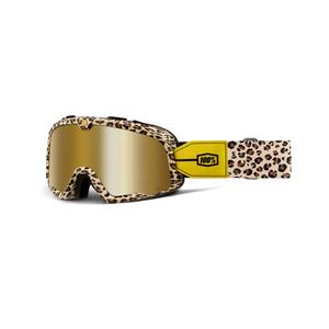 Ochelari de motocross 100% Barstow bej-maro cu plexiglas auriu