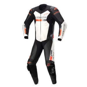 Costum de motocicletă din piele compatibile Alpinestars GP Force TECH-AIR 5 Negru-Alb-Roșu Fluo