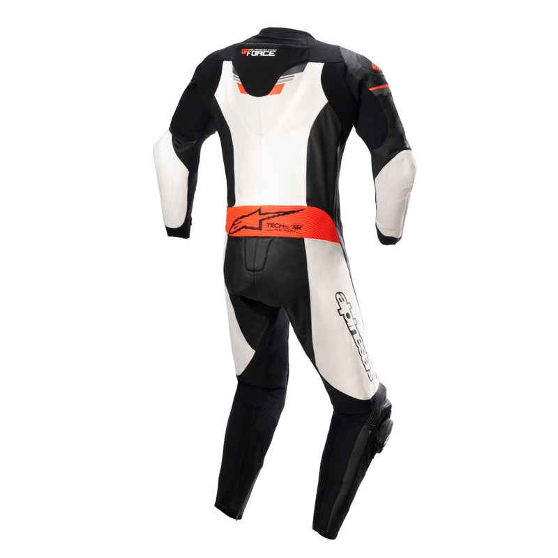 Costum de motocicletă din piele compatibile Alpinestars GP Force TECH-AIR 5 Negru-Alb-Roșu Fluo