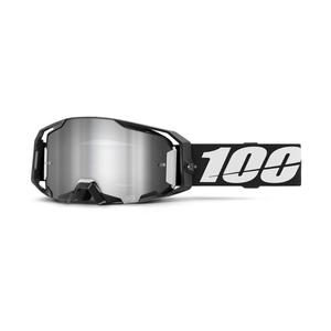 Ochelari de protecție de motocross 100% negru ARmatic cu plexiglas argintiu oglindă