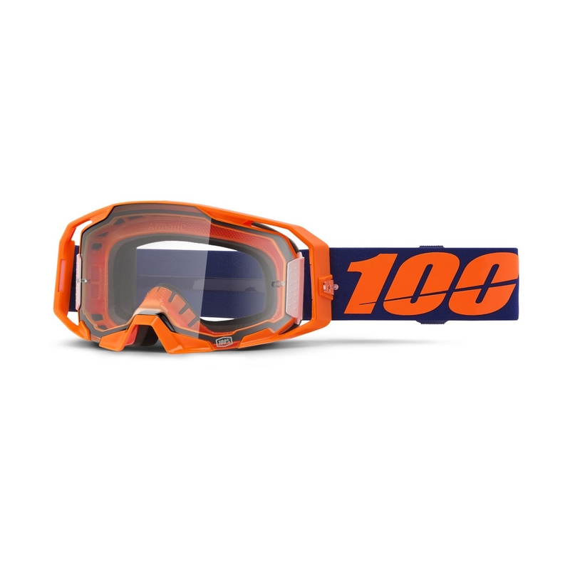Ochelari de motocross 100% ARmatic Neon Orange cu plexiglas transparent