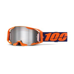 Ochelari de motocross 100% ARmatic Neon Orange cu plexiglas argintiu cu oglindă