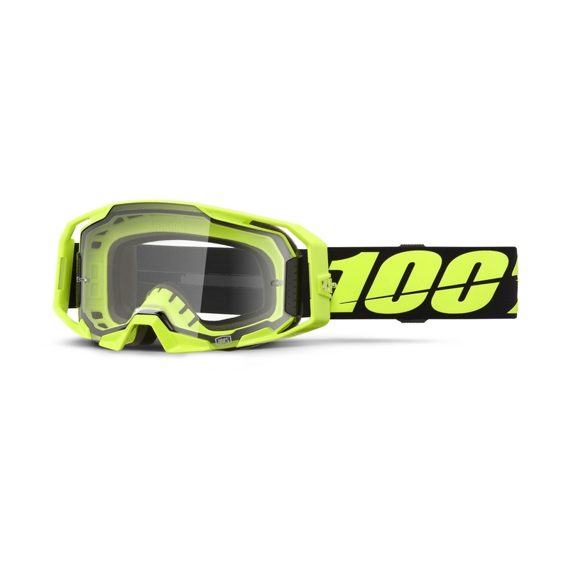 Ochelari de motocross 100% ARmatic Neon Yellow cu plexiglas transparent