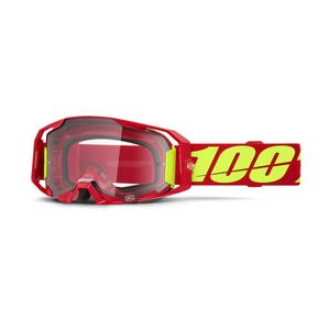 Ochelari de motocross 100% roșu ARmatic cu plexiglas transparent