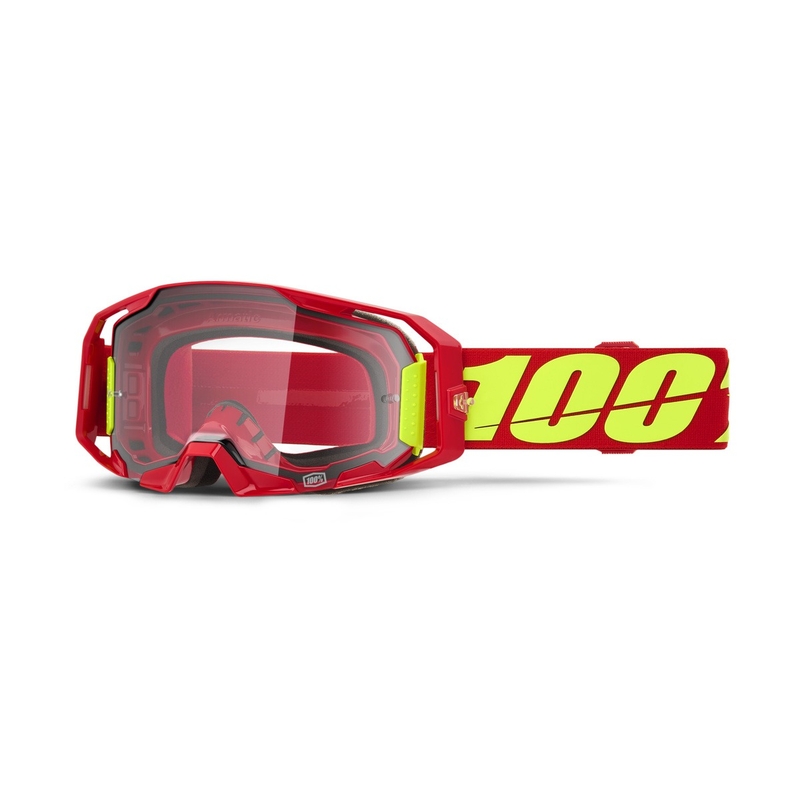 Ochelari de motocross 100% roșu ARmatic cu plexiglas transparent