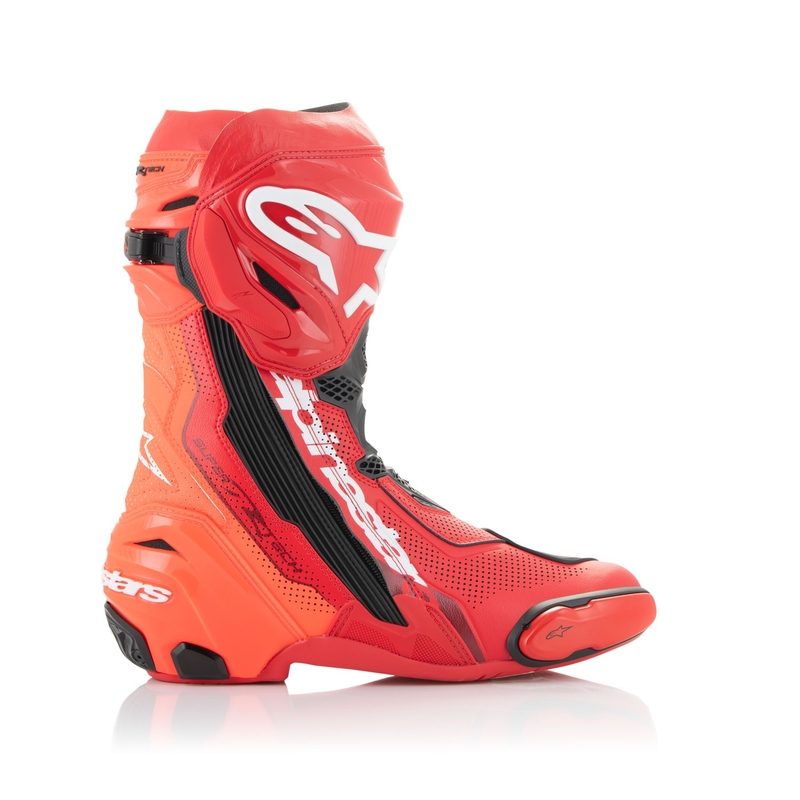 Ghete moto Alpinestars Supertech R Vented rosu fluo