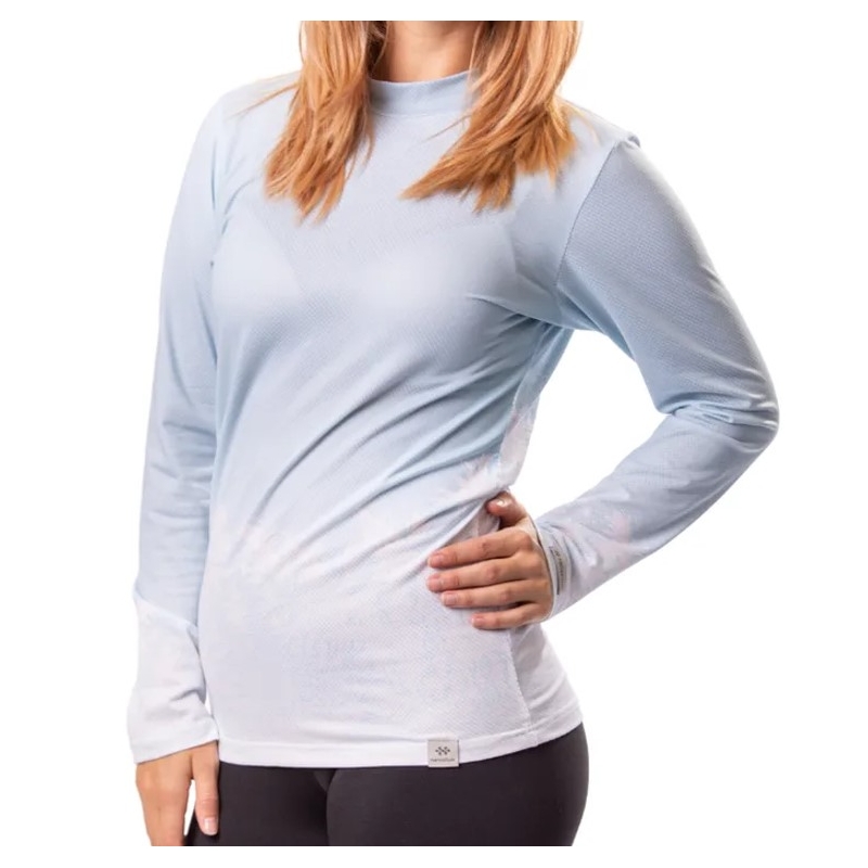 Tricou termic pentru femei nanosilver® Frozen albastru-alb