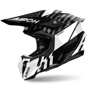 Casca motocross Airoh Twist 3 Thunder 2024 alb-negru lucios