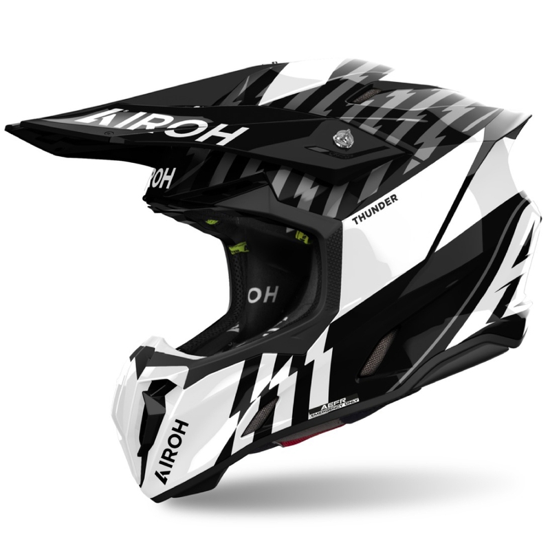 Casca motocross Airoh Twist 3 Thunder alb-negru lucios