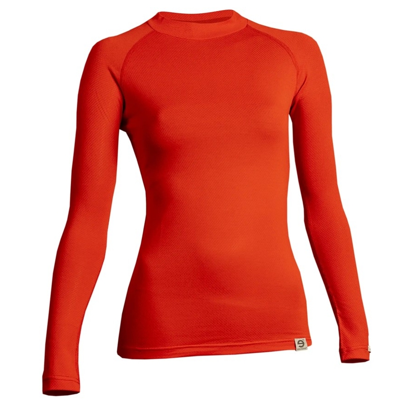Tricou termic de damă nanosilver® Raglan roșu - mânecă lungă
