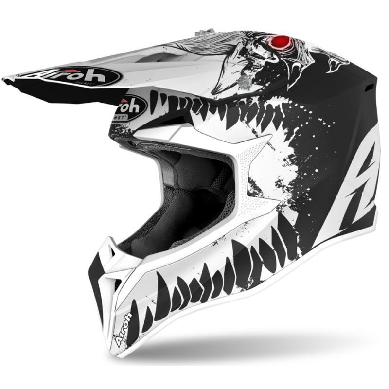 Cască de motocross pentru copii Airoh Wraap Youth Beast negru și alb
