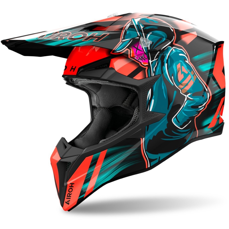Cască motocross Airoh Wraaap Cyber portocaliu lucios